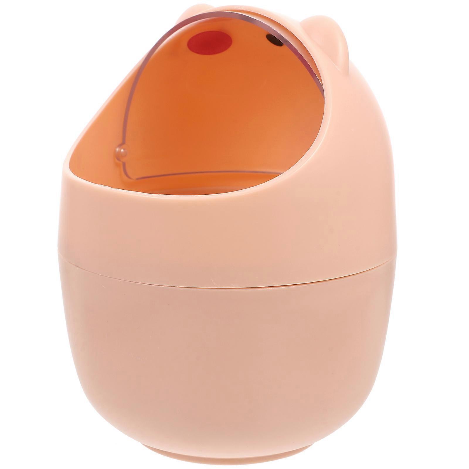 Cartoon Desktop Trash Can for Storing 2Pcs Pink Plastic Waste Bin