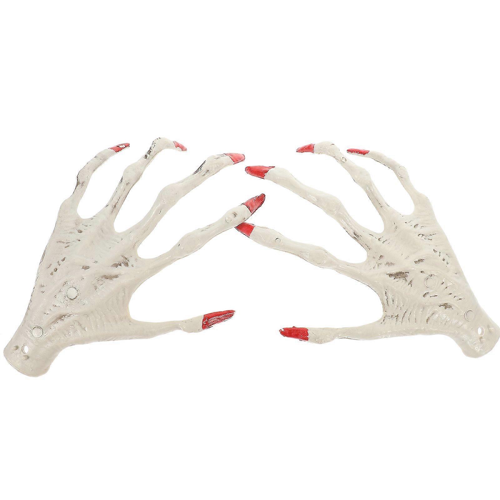 1 Pair Halloween Decorative Props Skeleton Ghost Hand Witch Hand Shape Toy