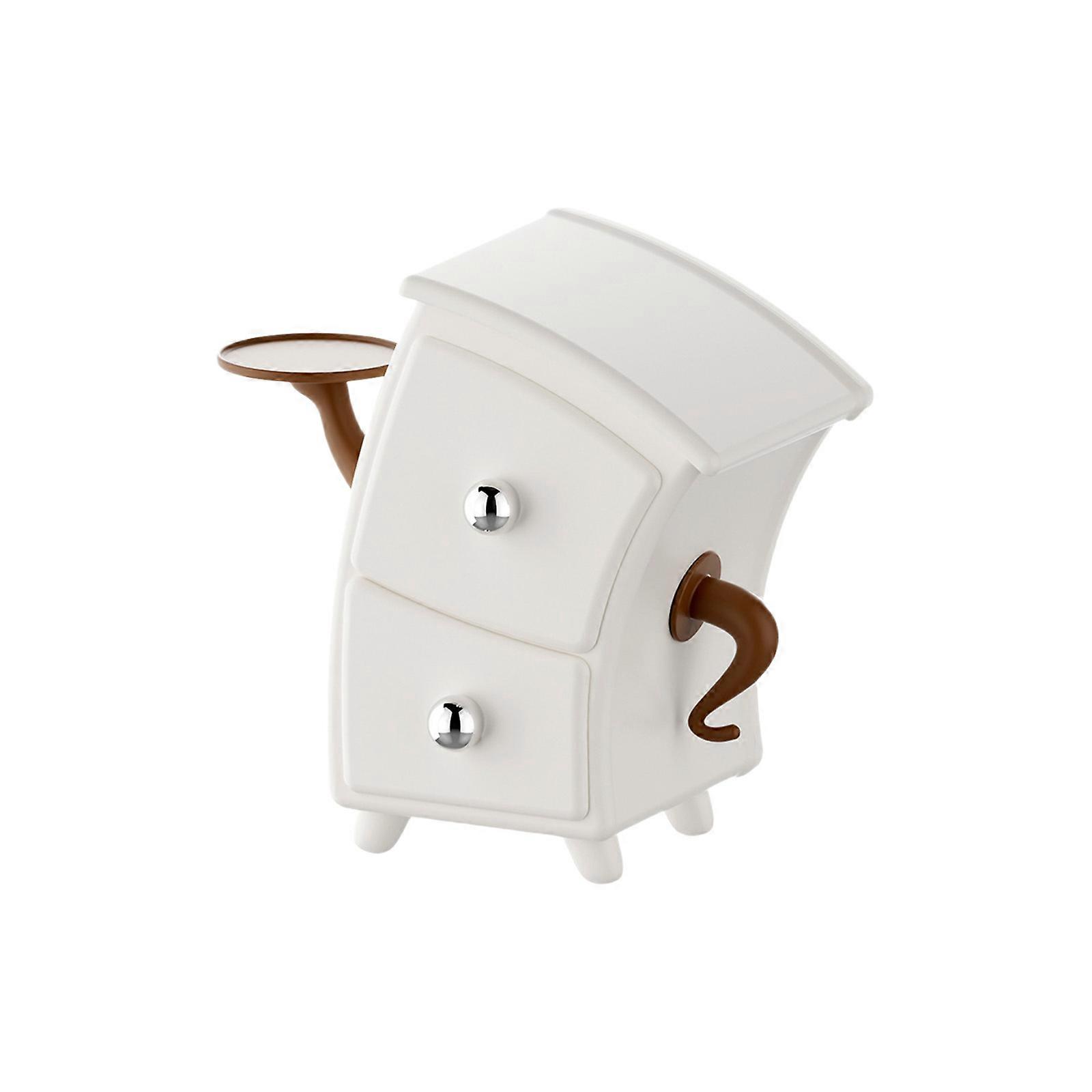 Unique Curved Shape Storage Container Sturdy Plastic Designs for Stationery Small Items  White