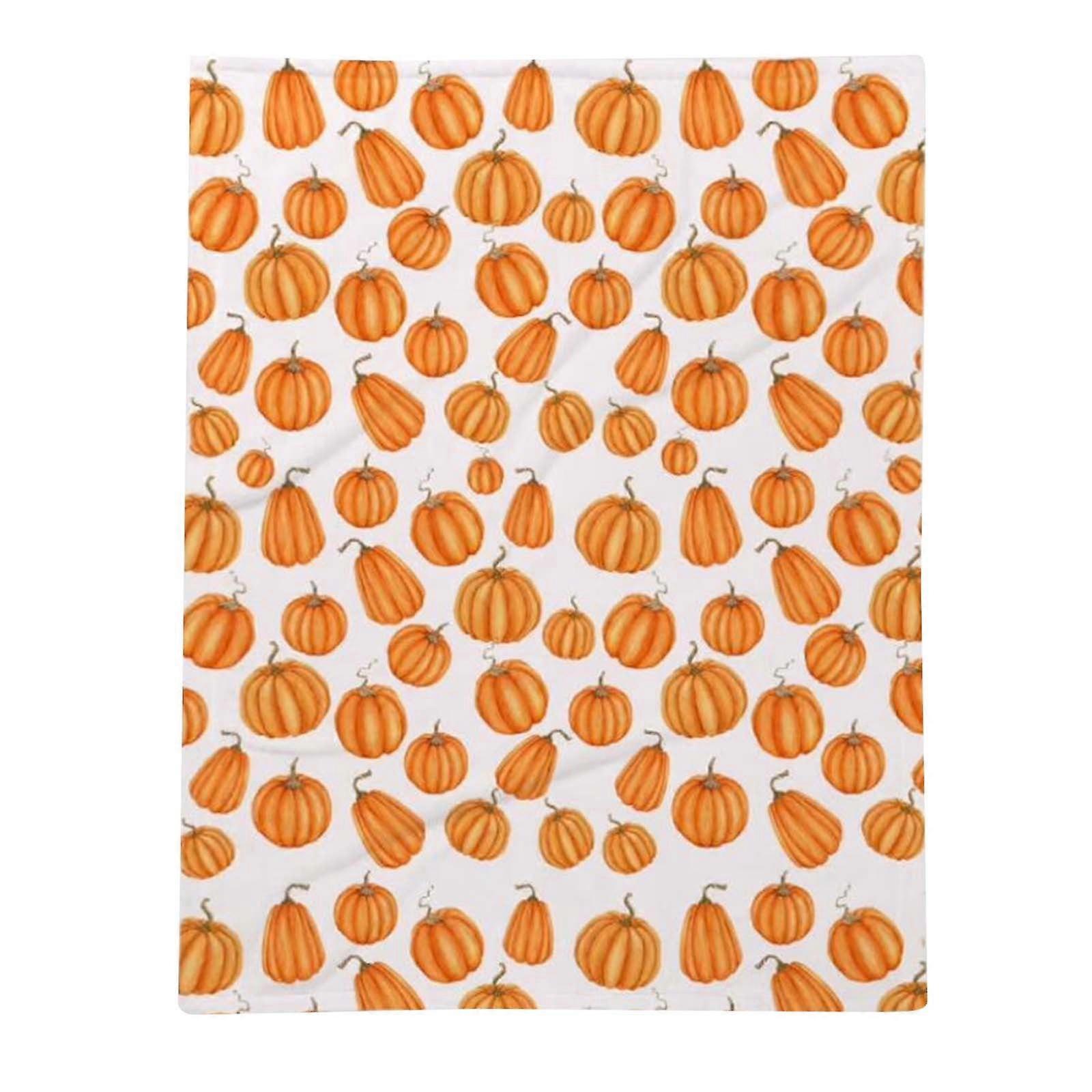 Slhljlin Blanket Halloween Thanksgiving Pumpkin Maple Leaf Printed Flannel Fall Blanket, Decorative Couch, Sofa, Travel, Lap, Bed Throw Blanket (A )