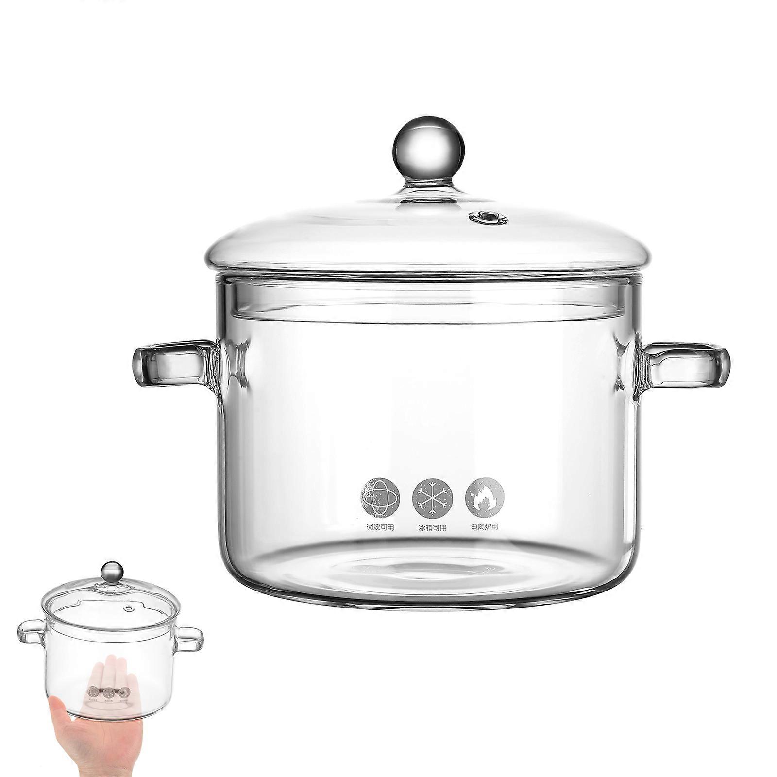 Transparent Glass Instant Noodle Bowl Perfect For Household Use 1900ml Capacity 3Pcs Heat-Resistant Pot