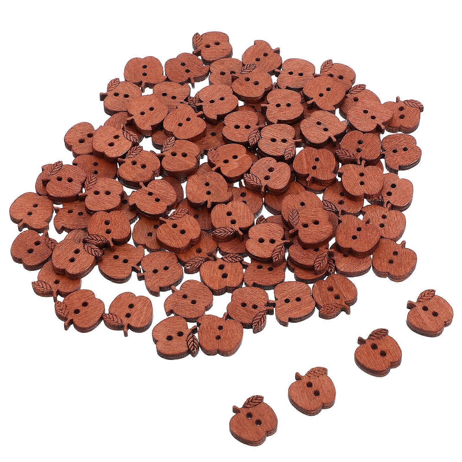 Apple Shape Wood Buttons for Jackets 200Pcs Handmade Sewing Decorative