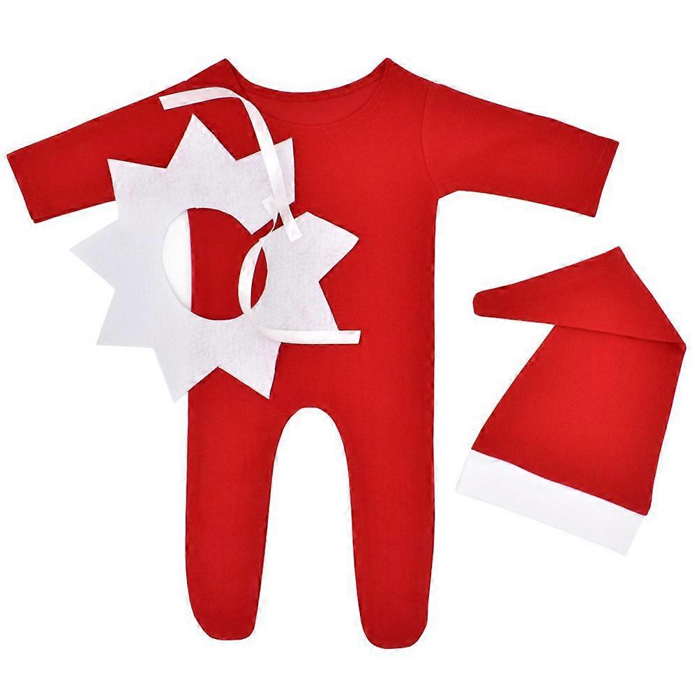 Infant Romper Baby Bodysuit for Photography 3Sets with Collar Hat
