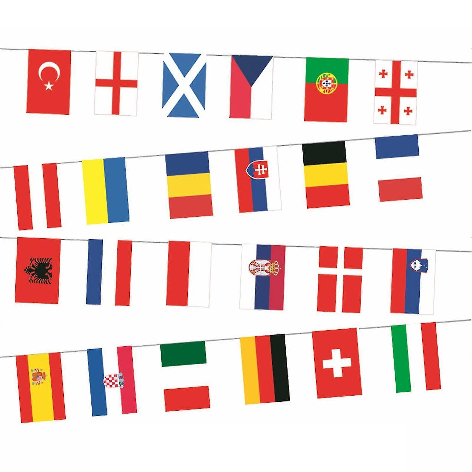 Euro Top 24 String Flags Decorative Hanging Flags Stylish Wall Decorative Prop for Garden