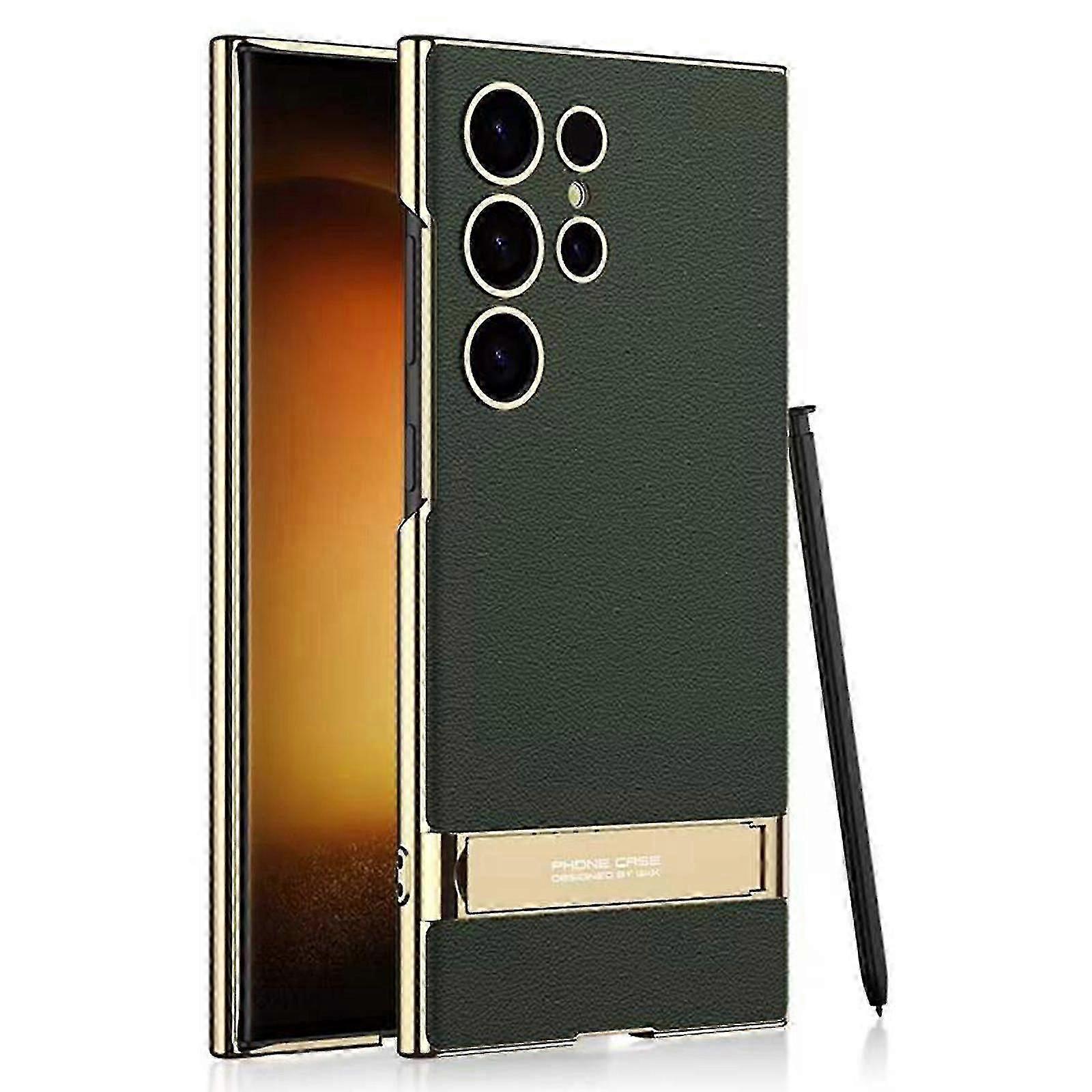 Compatible with Samsung Galaxy S24 Built-in Pc Kickstand Case, Military Grade Drop Proof Protection Protective Case Rugged Pu Protective Case