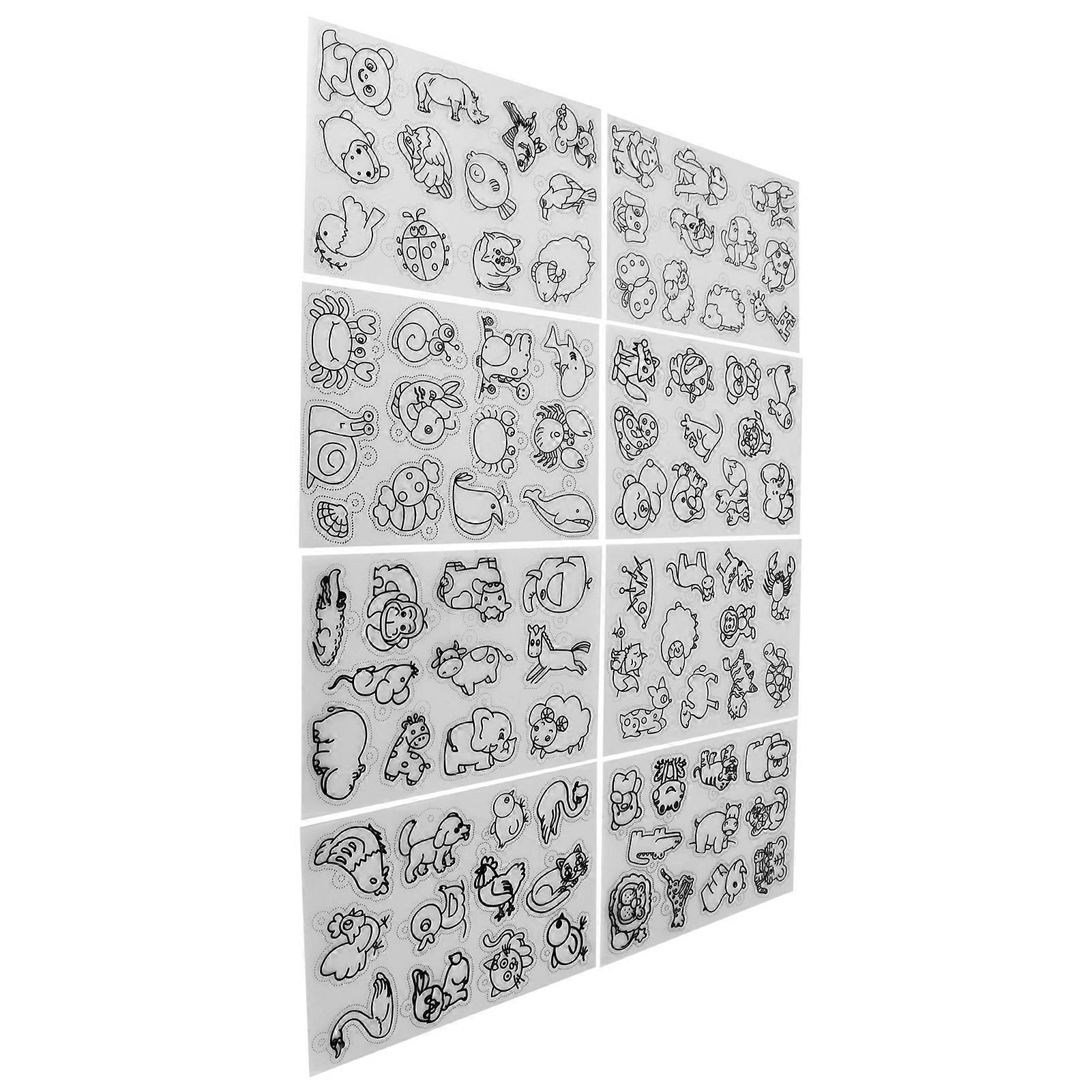 8pcs Heat Shrink Sheets Animal Pattern BOPS DIY Keychain Craft