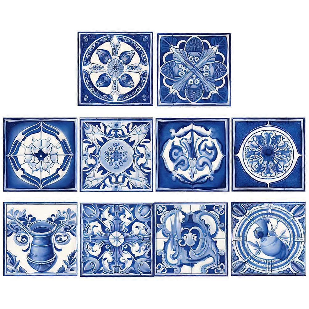 PVC Tile Stickers 10Pcs Indoor Flooring Accessory Assorted Color Splashproof Cleaning