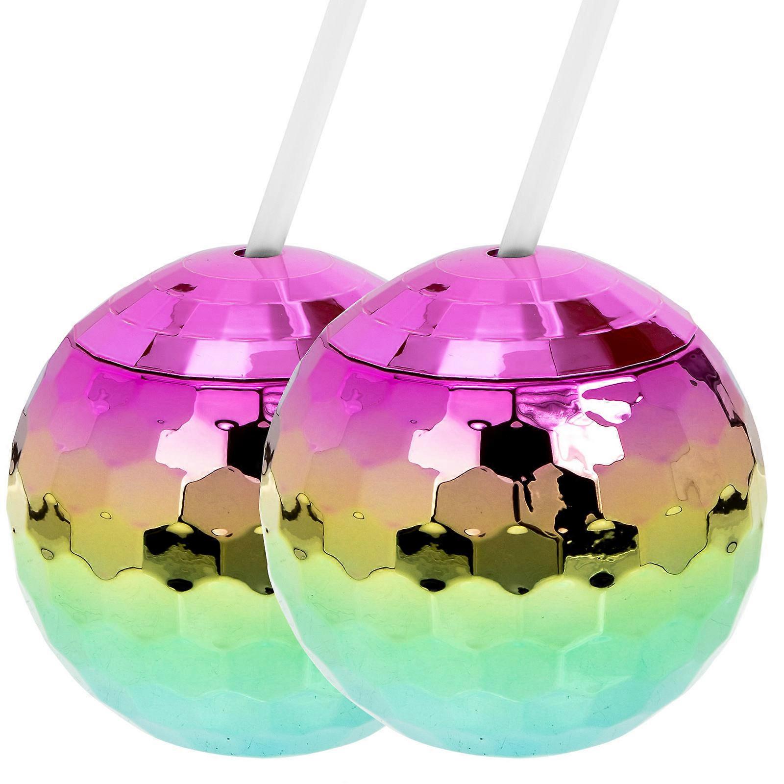 Decorative Flash Ball Cup Delicate Straw Cup for Drink Supply 2Pcs Home Use