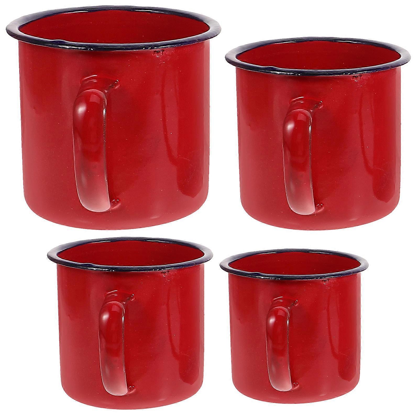 Enamel Mug Milk Cup Easy To Clean 240ml Simple Drinking Cup Suitable For Office Use 8Pcs