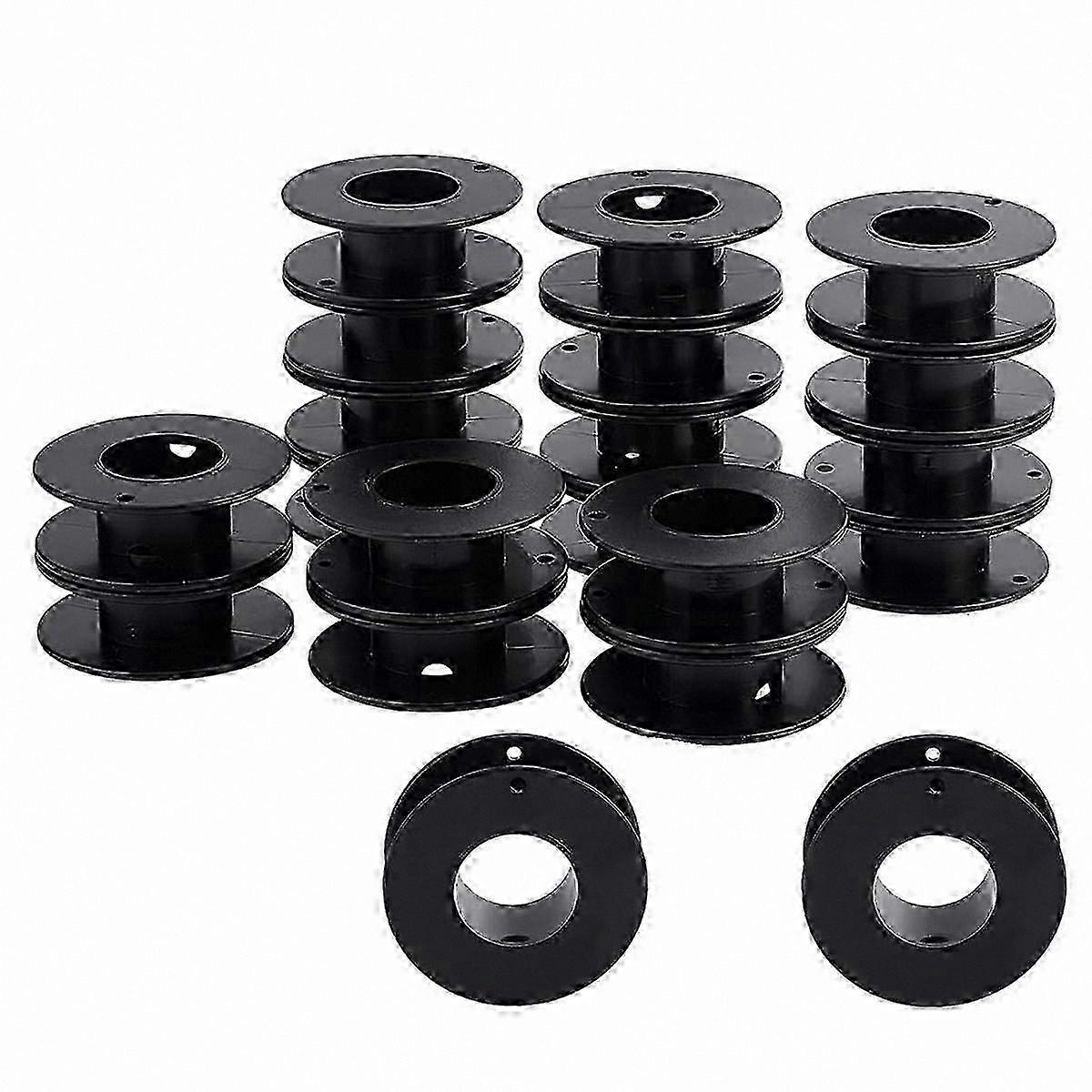 20 Pack Plastic Thread Spools, 2.1x0.7 Inch Black Crafting Wire Bobbins for Weaving and DIY Projects