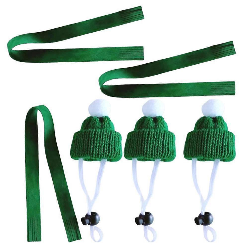 Hamster Hat Small Pet Knitted Hat for Decor 2Sets with Scarf Green