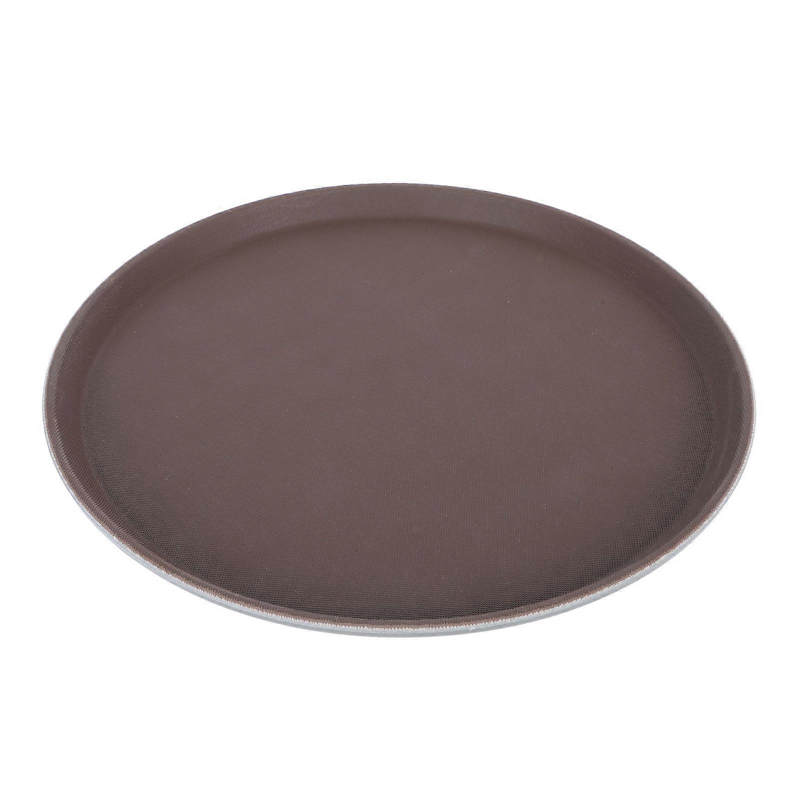 Brown Practical Serving Tray for Food Serving 1Pcs Round Anti-Skid Tray