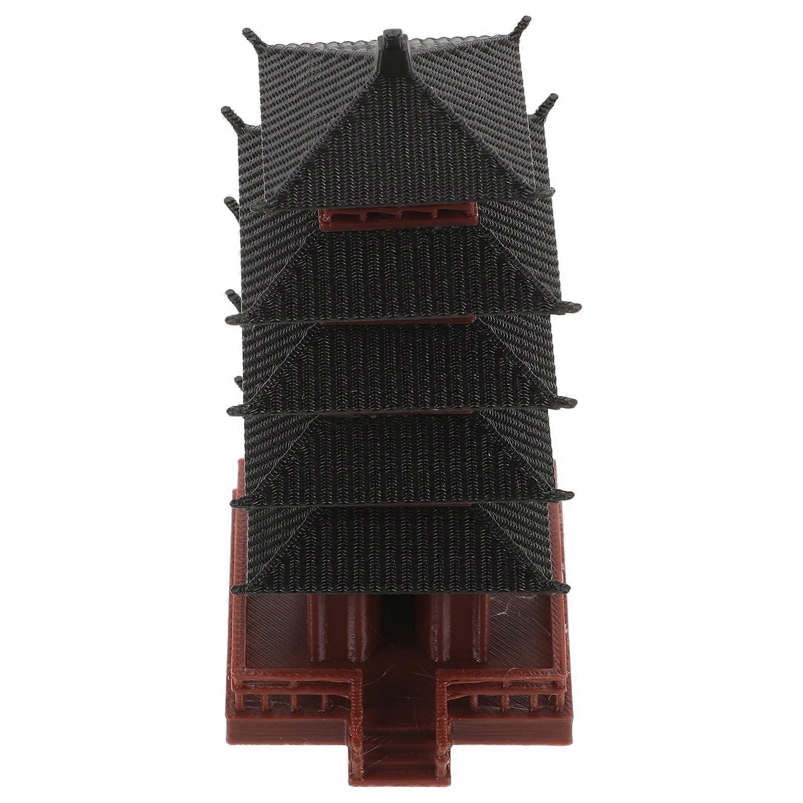 Desktop Ornament Chinese Tower Statue for Office Decor 2Pcs Plastic Craft