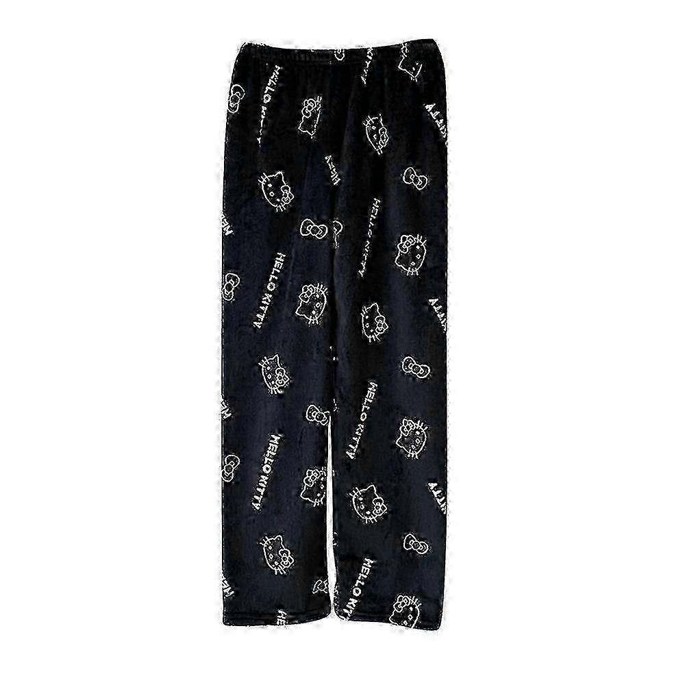 Kawaii pyjamas til kvinder piger jul tegneserie kat Hello Kitty overalt Print Soft Flannel Xmas Anime Soft Sleep pyjamas bukser