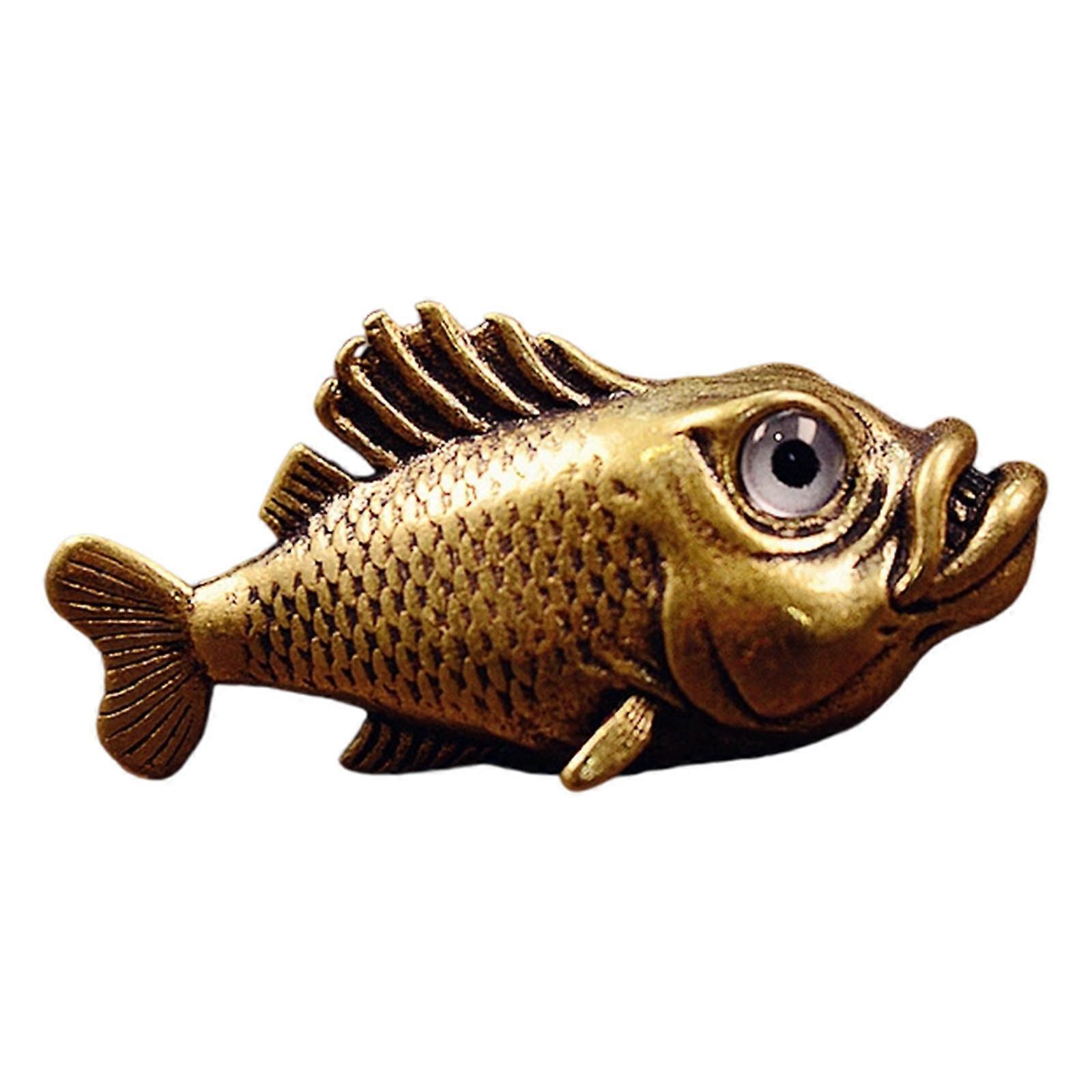 Miniature Fish Figurine Ornament Collectible Copper Marine Creature Sculpture For Bookshelf Desktop Mantel Display Multicolor