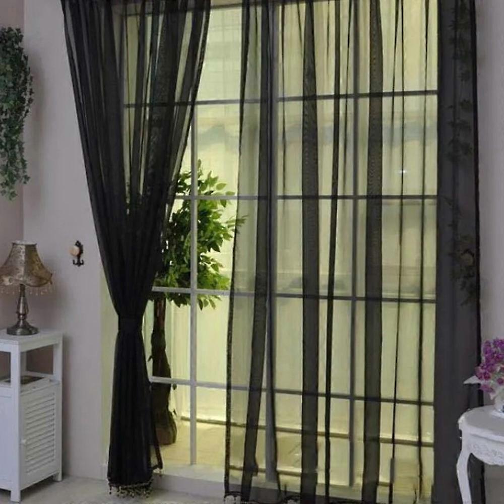 1m x 2.7m Solid Color Semi Sheer Curtains Light Filtering Voile Drapes