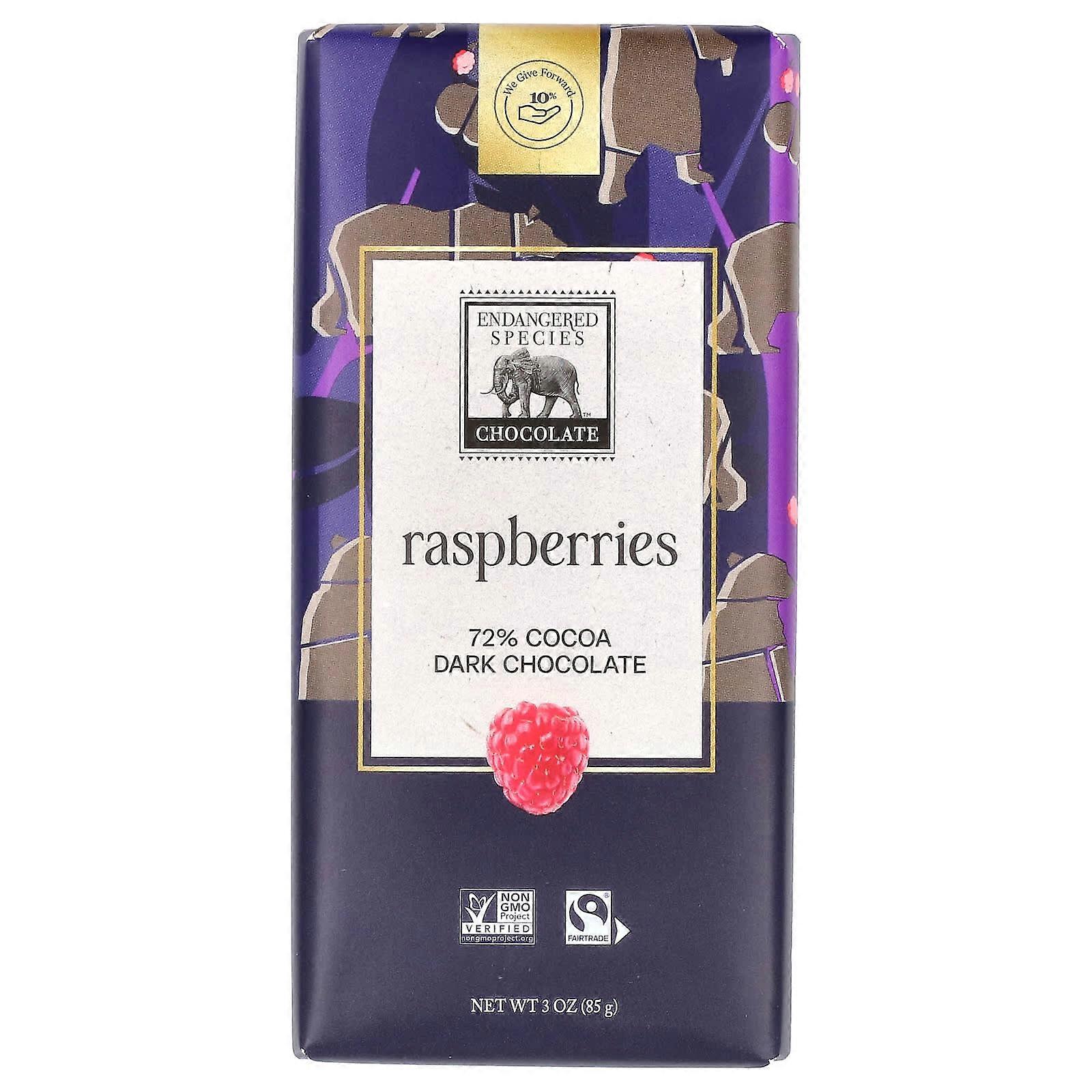 Raspberries + Dark Chocolate, 72% Cocoa, 3 oz (85 g)