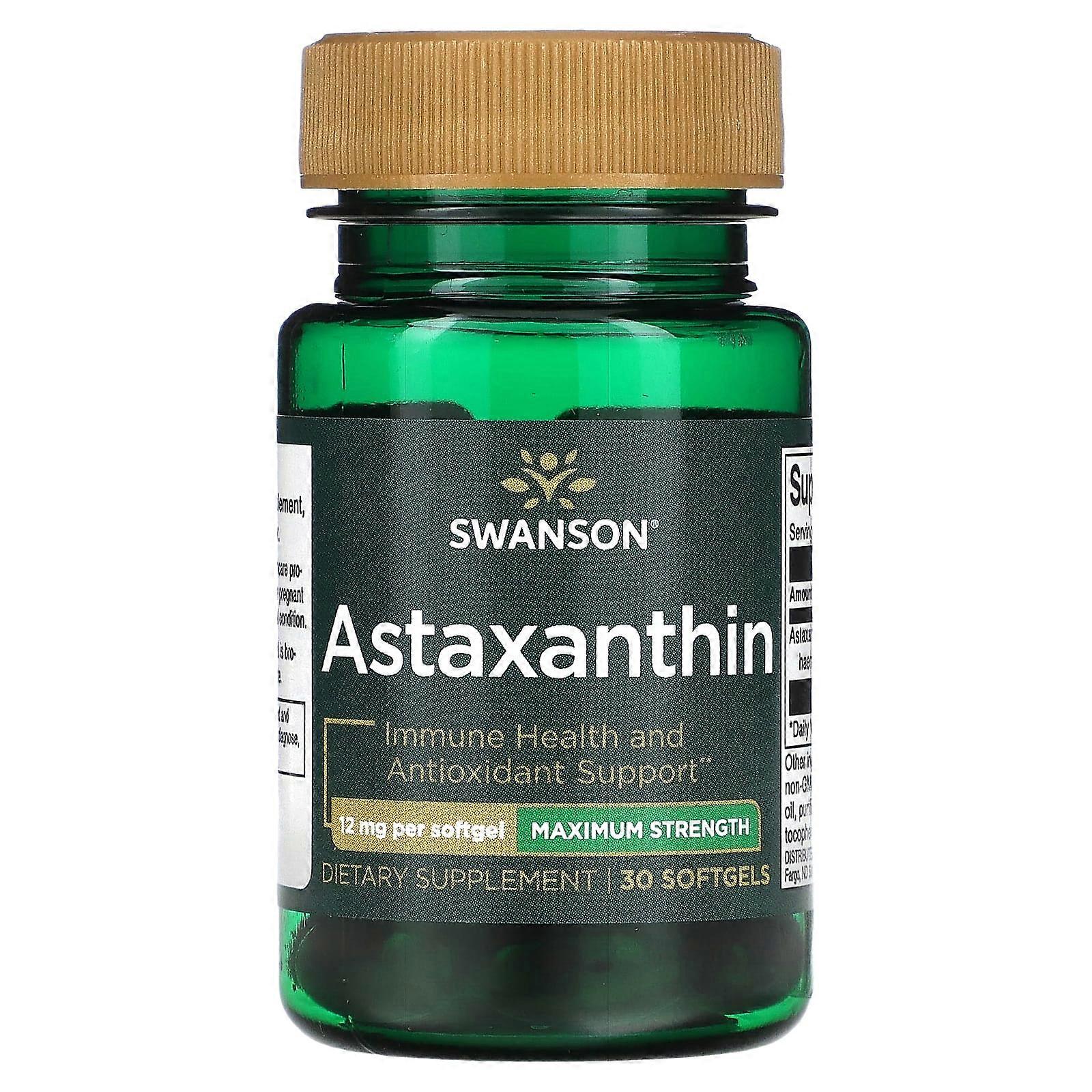 Astaxanthin, Maximum Strength, 12 mg, 30 Softgels