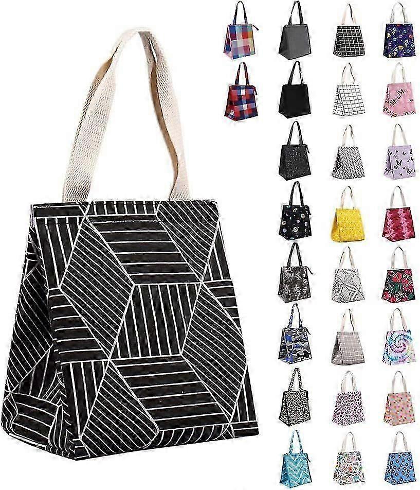 Insulated Lunch Bag for Women with Wide-Open Design, Foldable and Portable with Interior Pockets