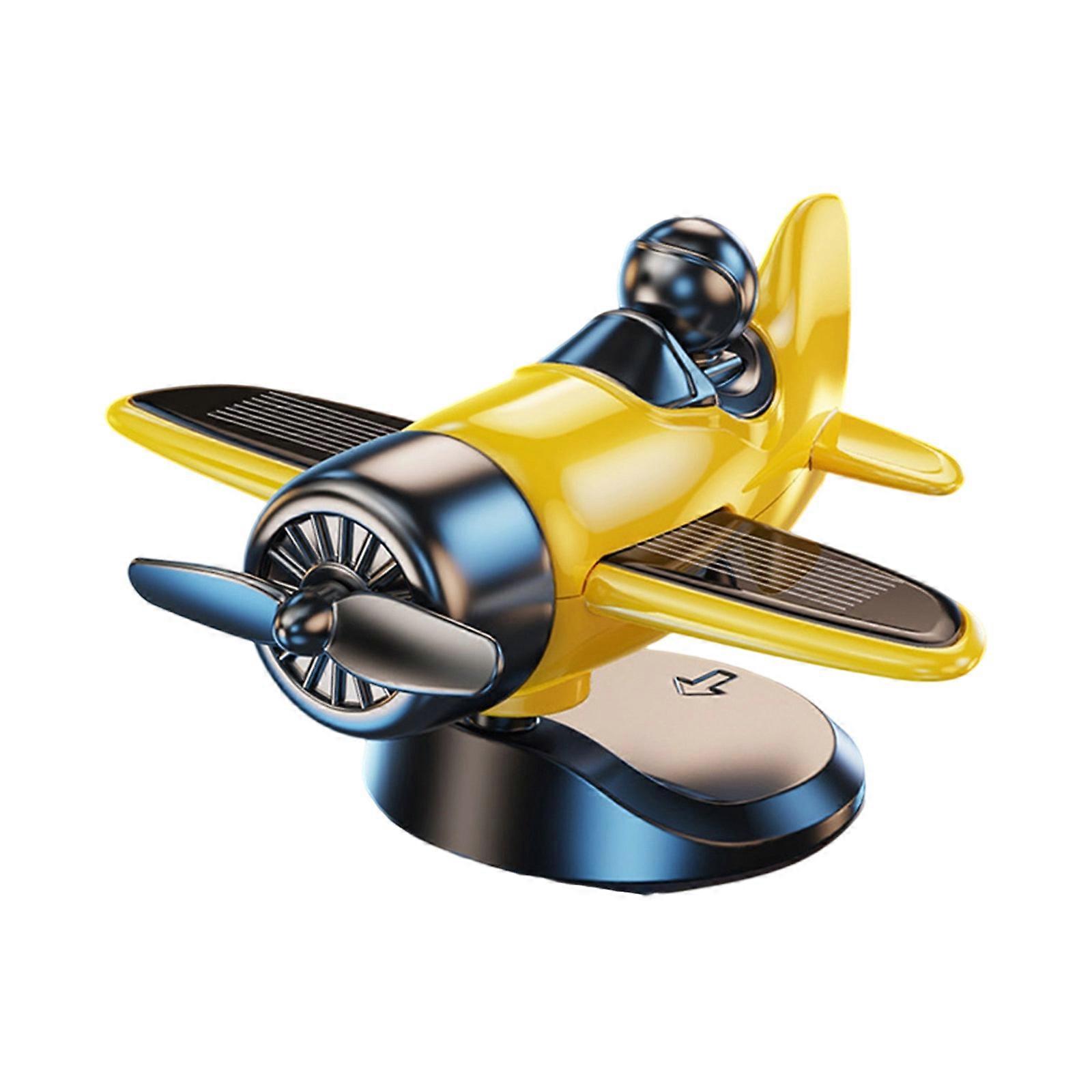 No Tools Installation Solar Plane Dashboard Decors Auto Rotating with Sunlight Energy Solar Powered Rotating Aircraft Multicolor