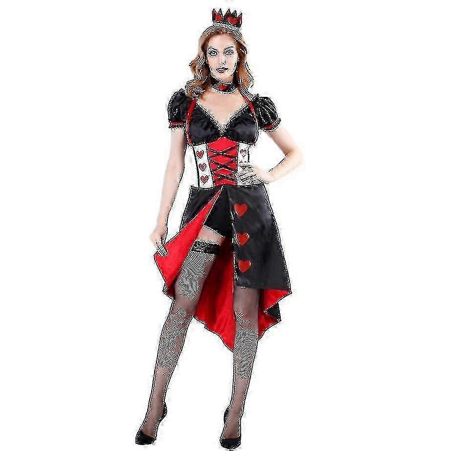 ハートの女王不思議の国のアリスコスチュームポーカークイーンハロウィン仮面舞踏会コスチュームドレスV