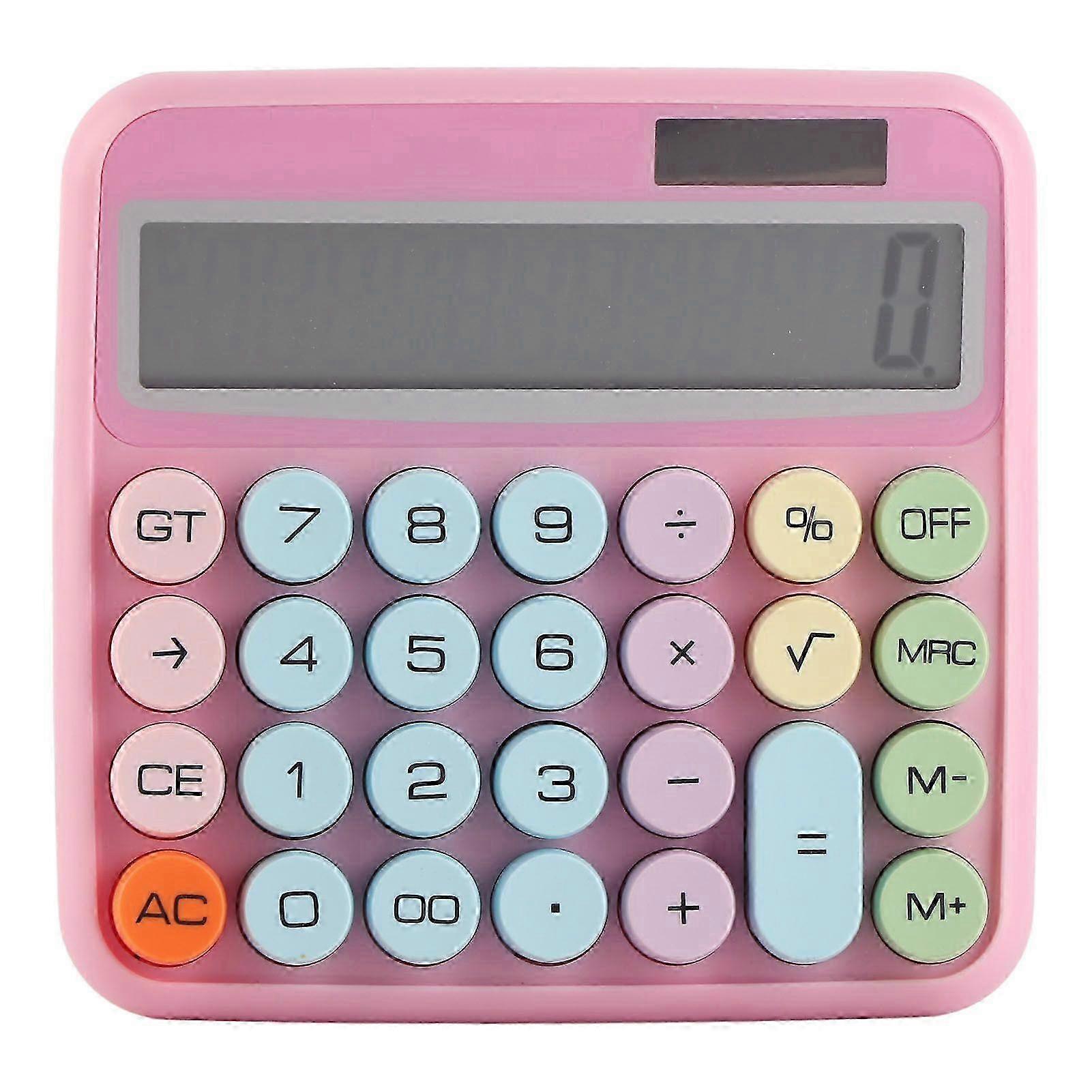 12 Digit Colorful Calculator Mechanical Keyboard Calculator Electronic Desktop Calculator for Home School Office Roseate
