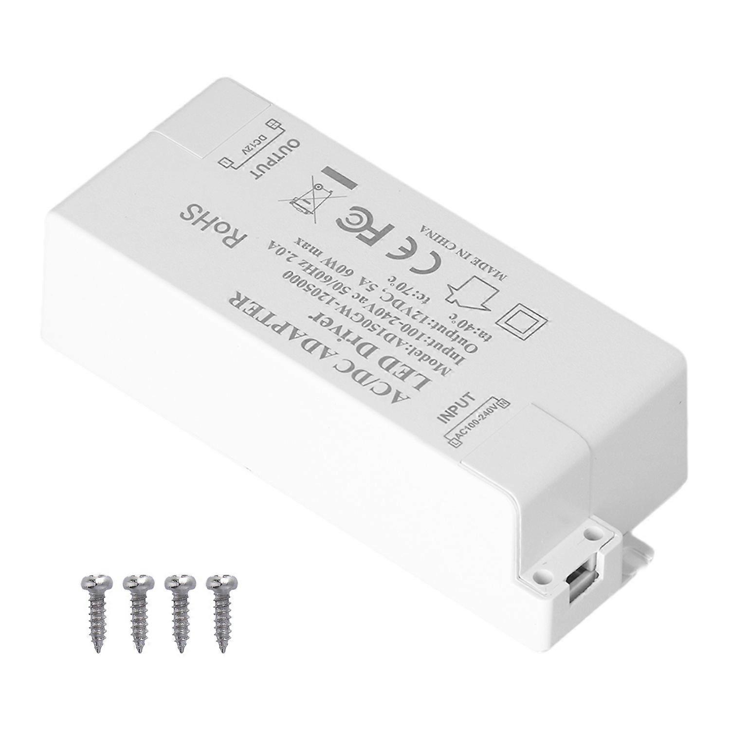 60W LED Driver Transformer Input AC100‑240V Output DC12V 5A DIY Lamp Drive Power Supply Accessory