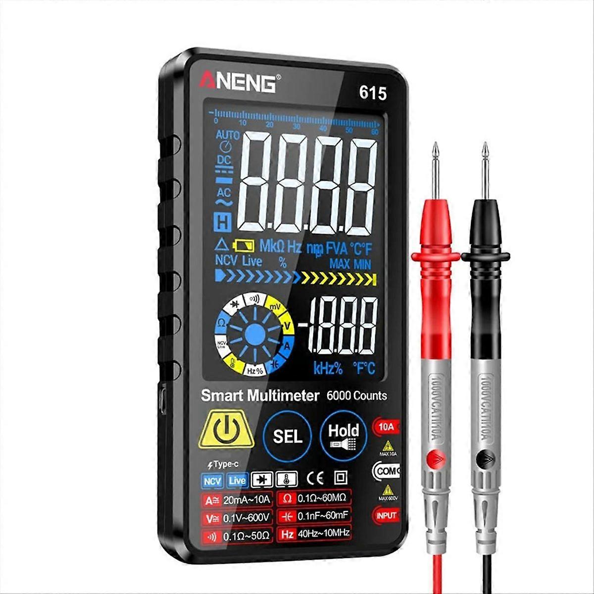  615 Digital Multimeter Smart Voltage Current Tester Rechargeable 6000 Counts  -End Touch Multitester Test Tools