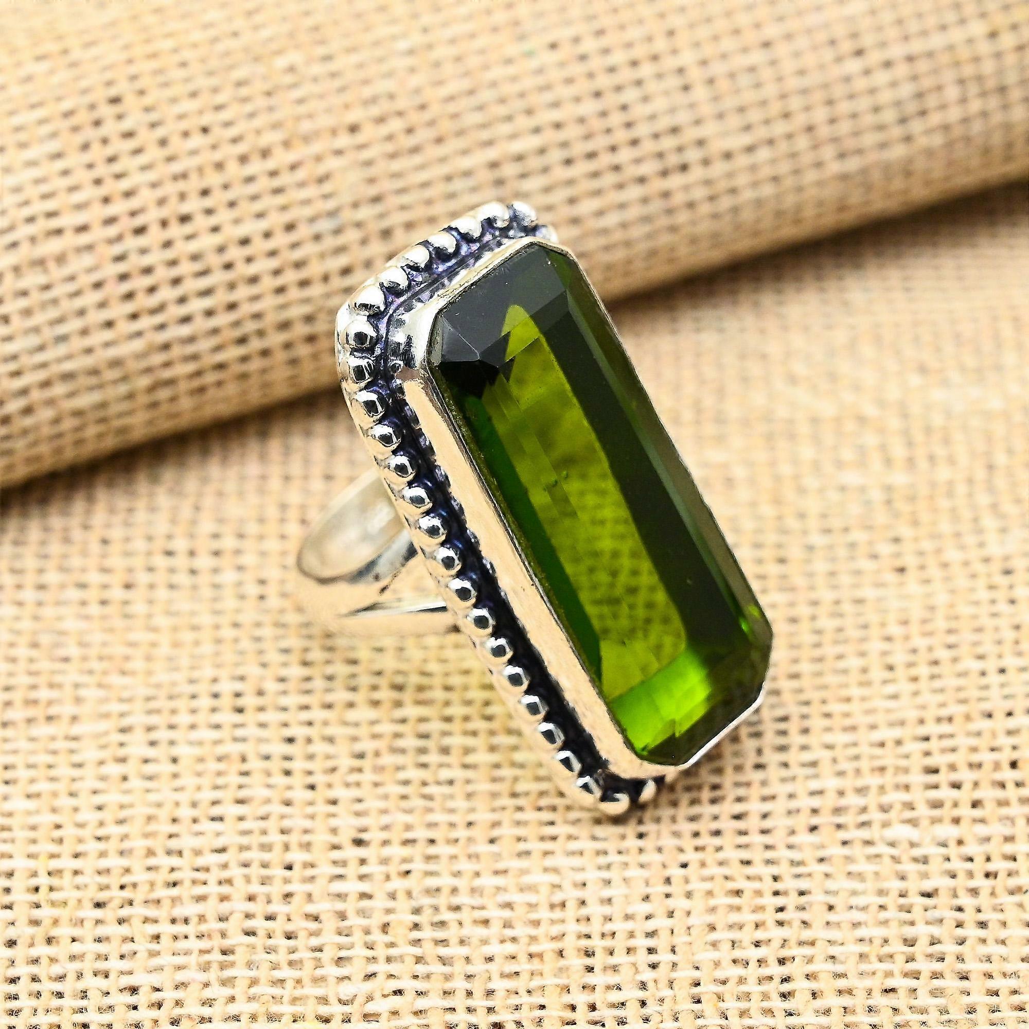 Peridot Gemstone Handmade 925 Solid Sterling Silver Jewelry Pretty Ring For Her