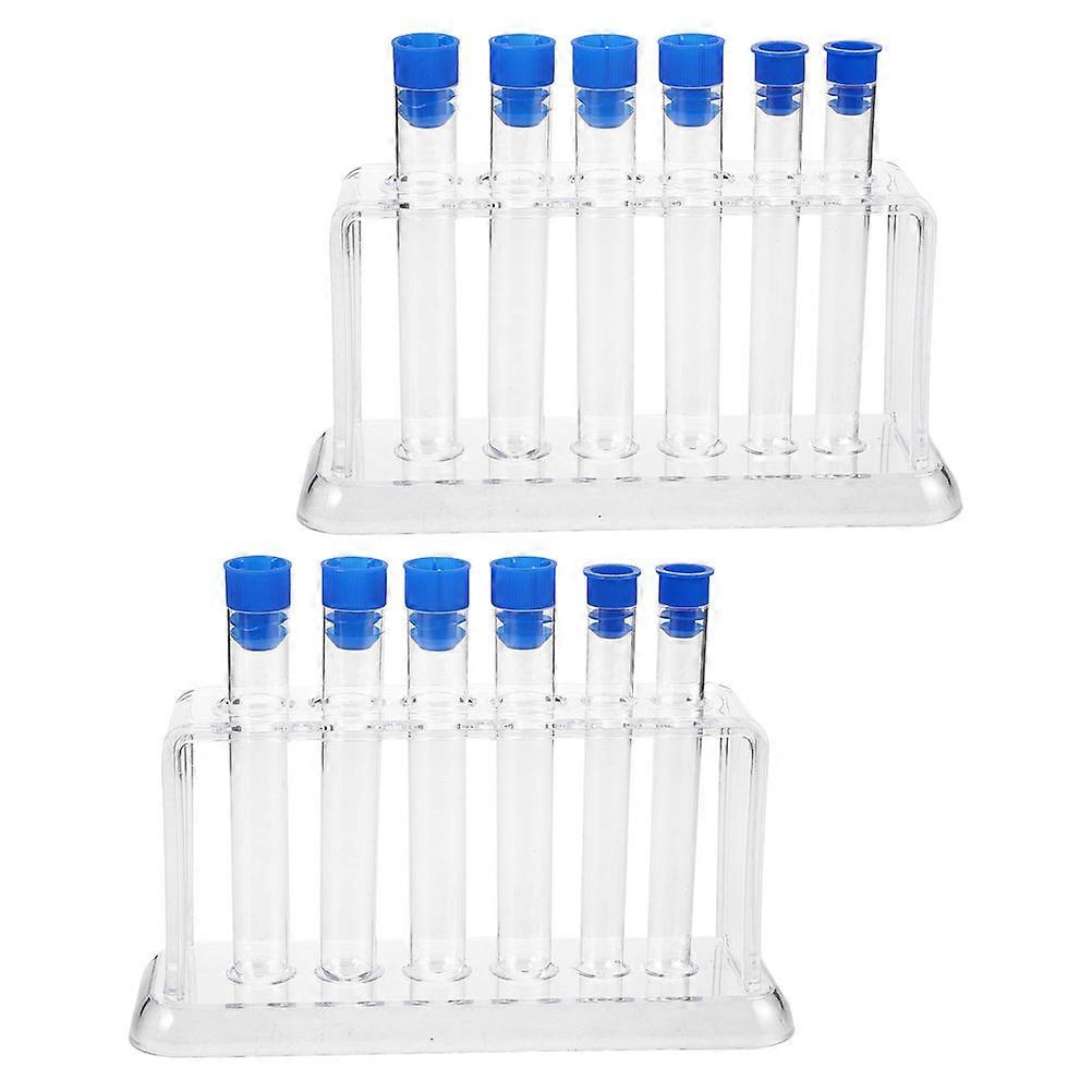 Clear Lab Test Tube Stand for Scientific Experiment Use 2Sets Plastic Tubes with Caps