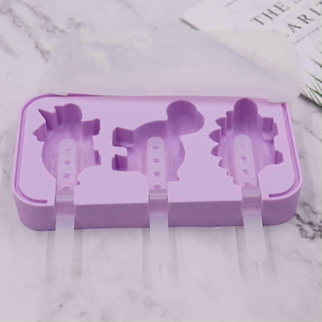 Silicone Ice Cream Molds for Kids - Stackable Dinosaur Popsicle Makers with Leak-Proof Lids & Sticks