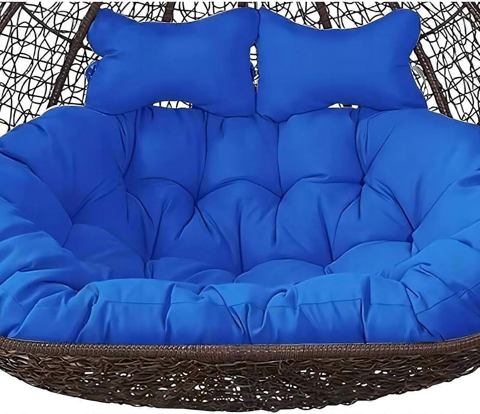Waterproof Hanging Egg Chair Cushion with Double Swing Design, Washable Hammock Seat Pad Replacement (Blue)