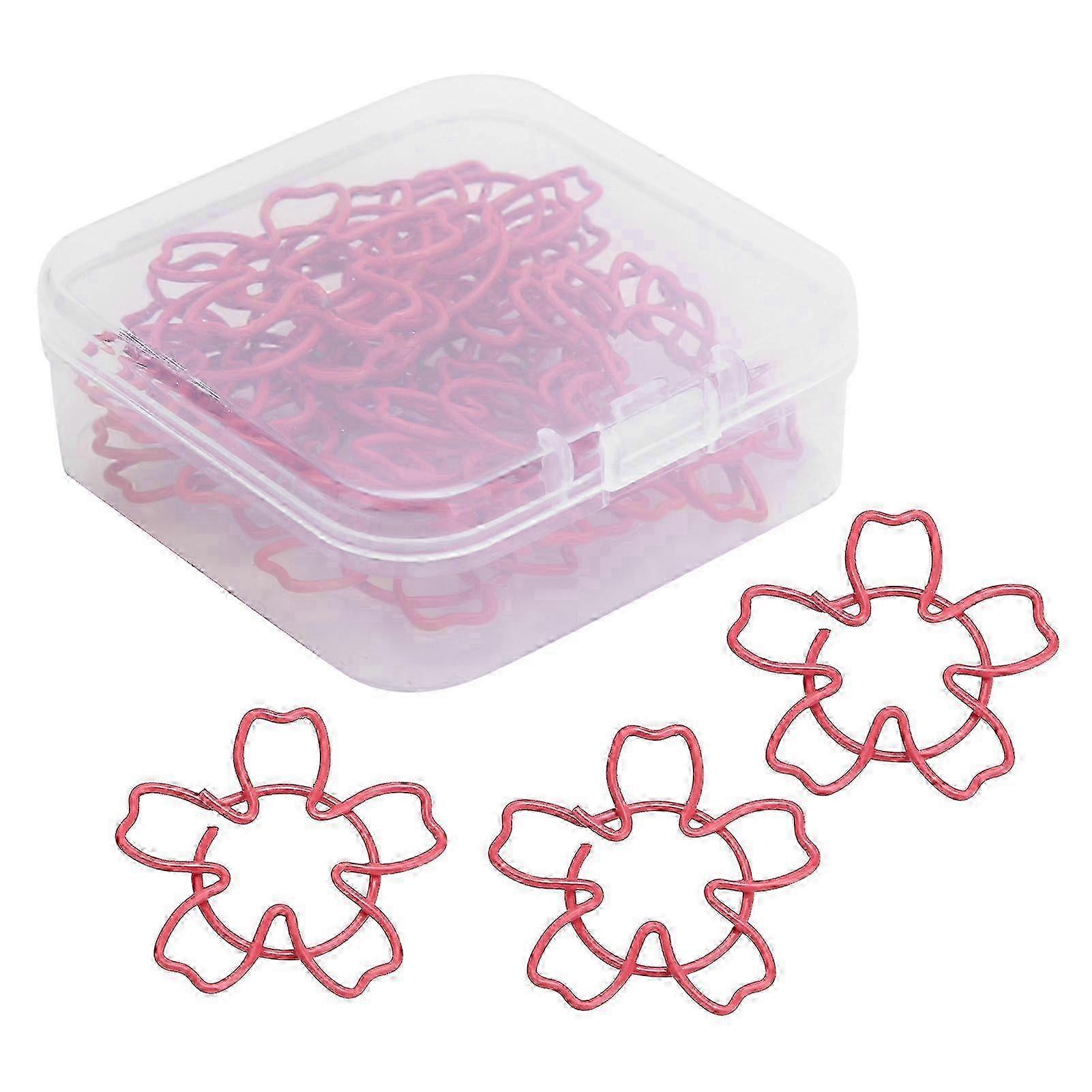 30Pcs Paper Clips Rose Red Cute Cherry Blossoms Shape Pin for File Classification x