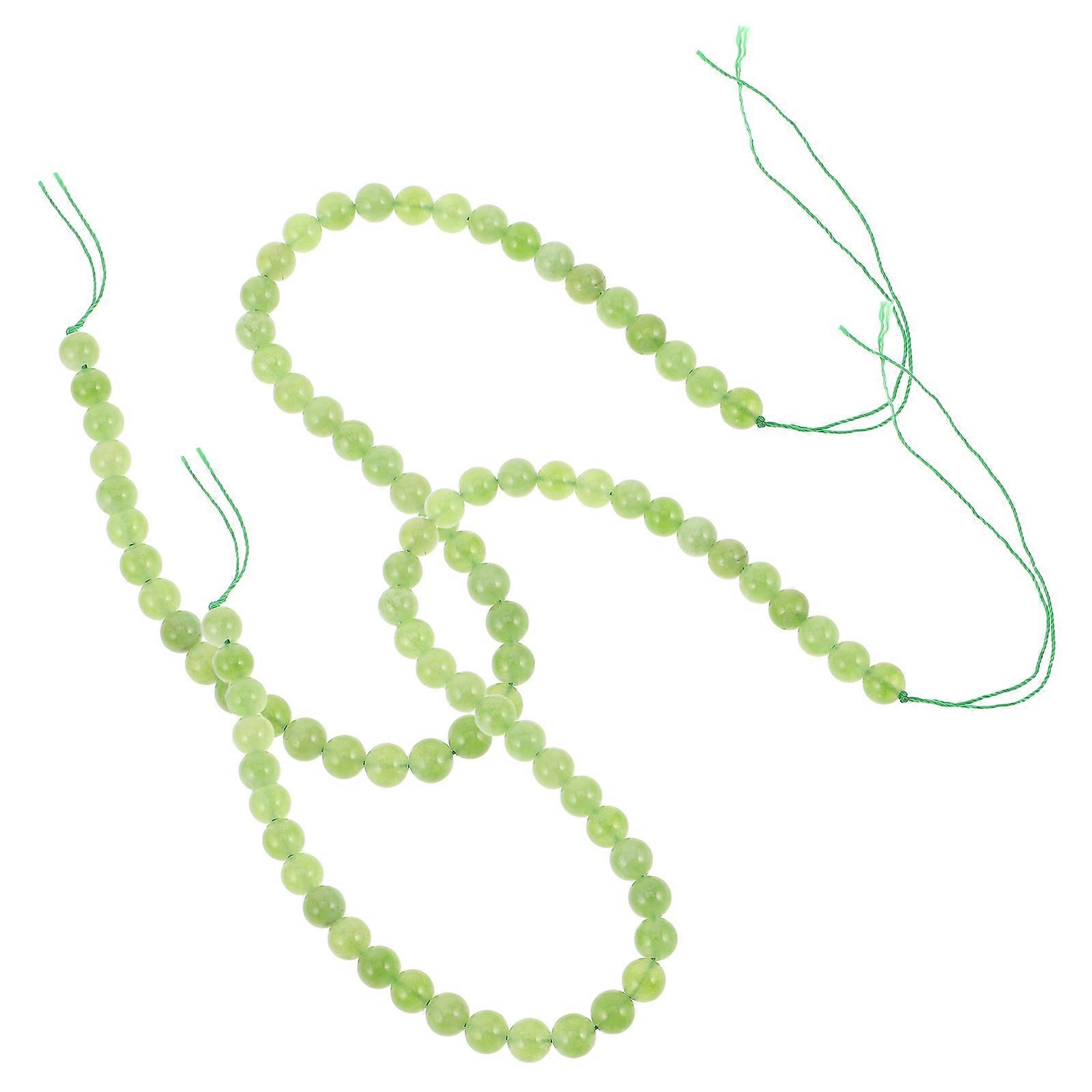 Round Natural Green Agate Beads for DIY Bracelets 2 String Loose Beads