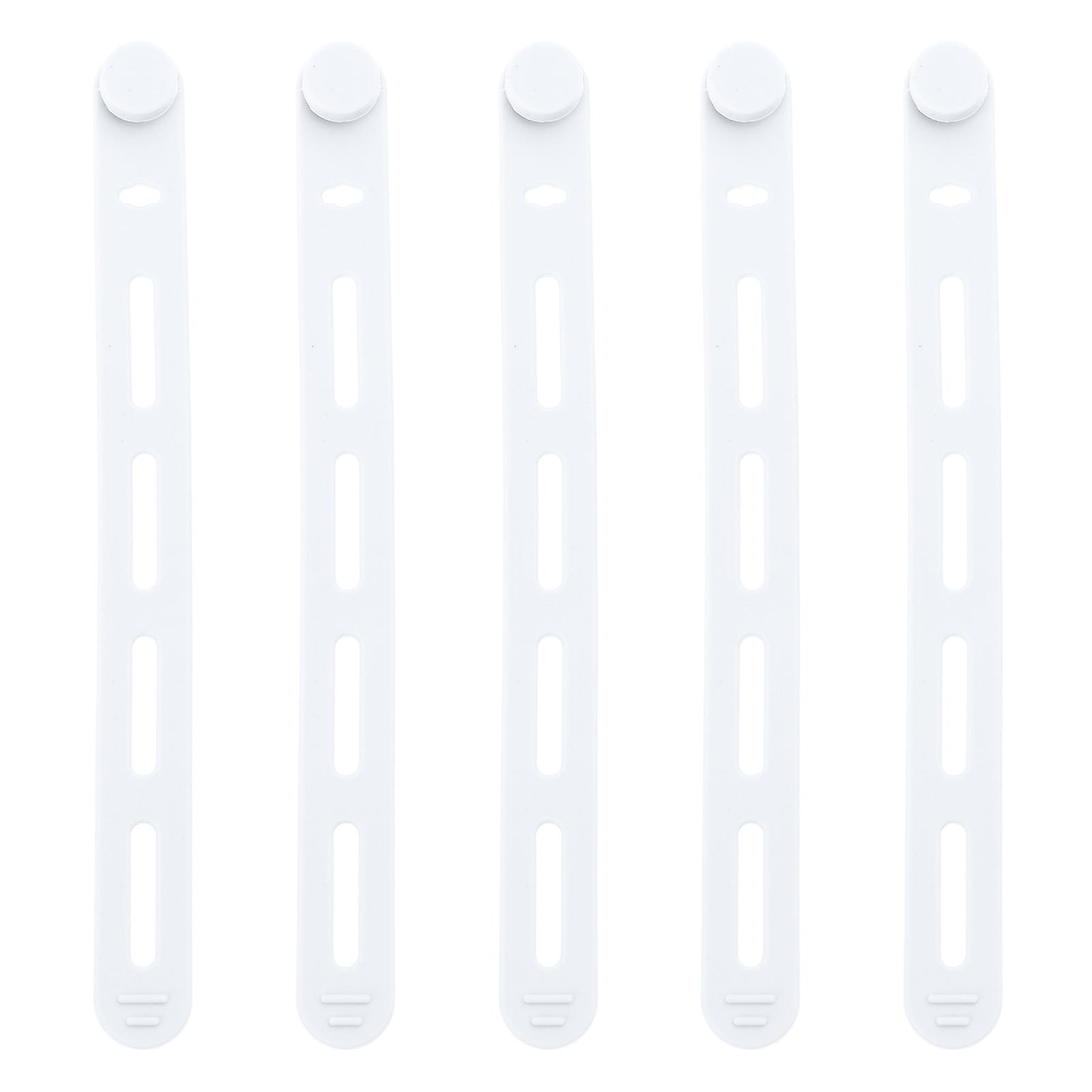 5 fascette fermacavi in silicone, organizer per cavi, riutilizzabili, lavabili, elastiche, regolabili, per caricabatterie, bianche
