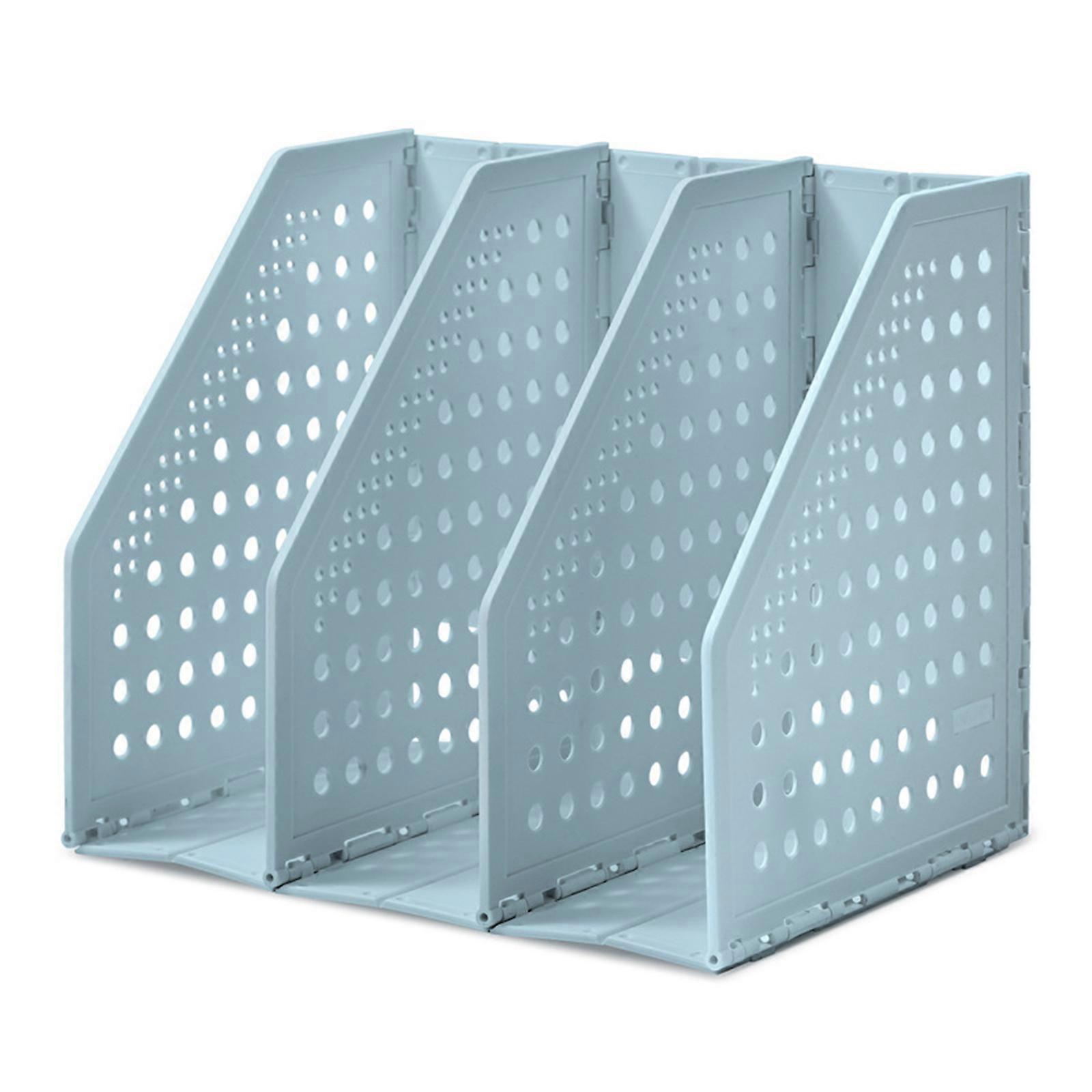 Collapsible Plastic File Holders With Easy Cleaning Surfaces Compact Office Storage Box For Small Space Home Office Use  Blue