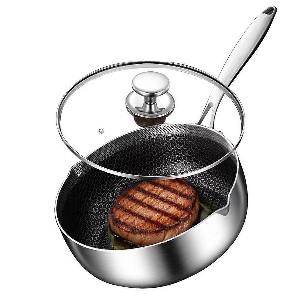 Milk Warmer Pot Boiling Pot Nonstick Honeycomb Pattern Cookware with Lid Rust-Proof for Cafe Commercial Brewing 22CM