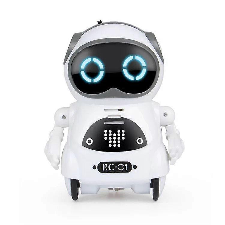 This mini remote-controlled pocket robot features interactive dialogue, voice
