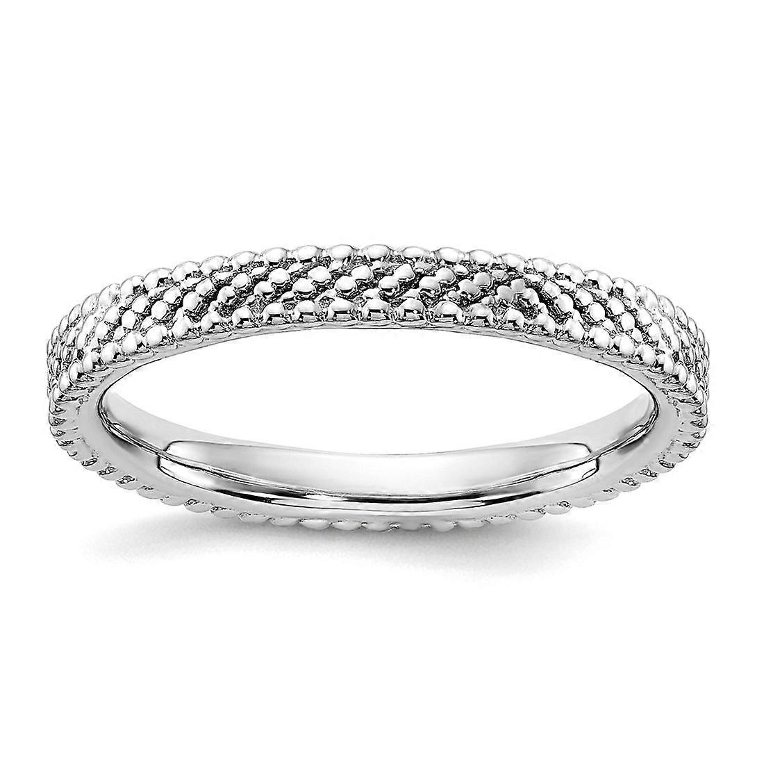 925 Sterling Silver Stackable Rhodium Ring Stackable Ring for Women - Ring Size: 5 to 10