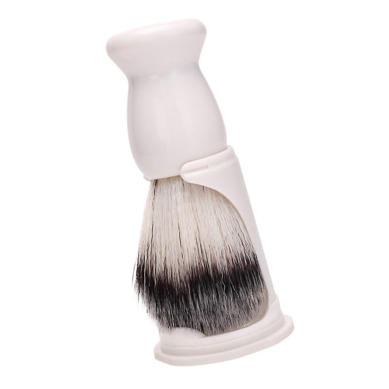 Beard Brush and Shaving Kit with Stand for Men, Gentle Grooming Set, White