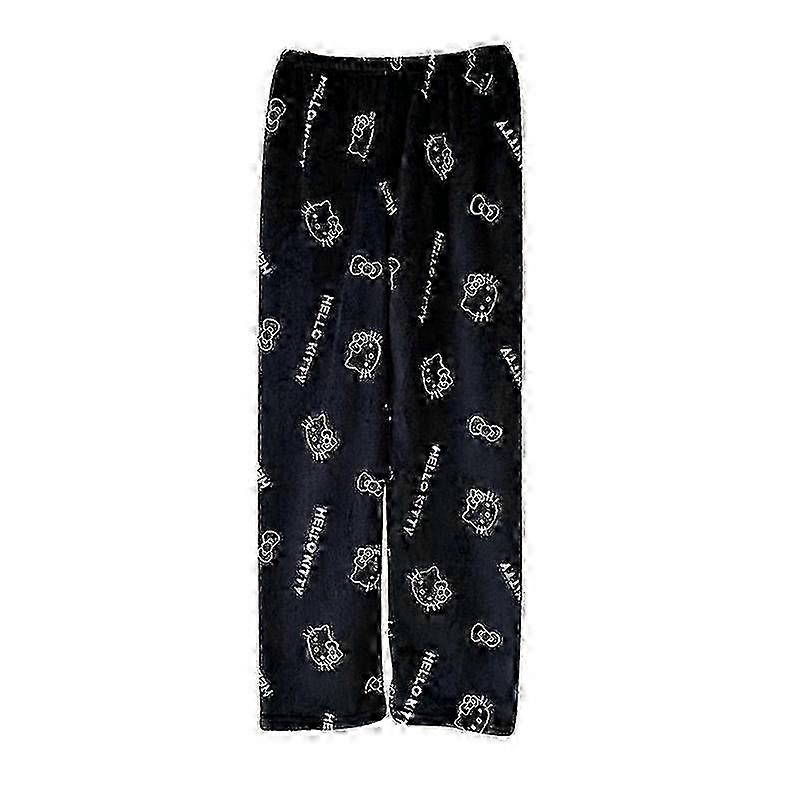Tecknad pyjamas Anime Hello Kitty Byxor Flerfärgad Flanell Kvinnor Casual Hem Mode Byxor Flicka Kläder Gåva P20250110678