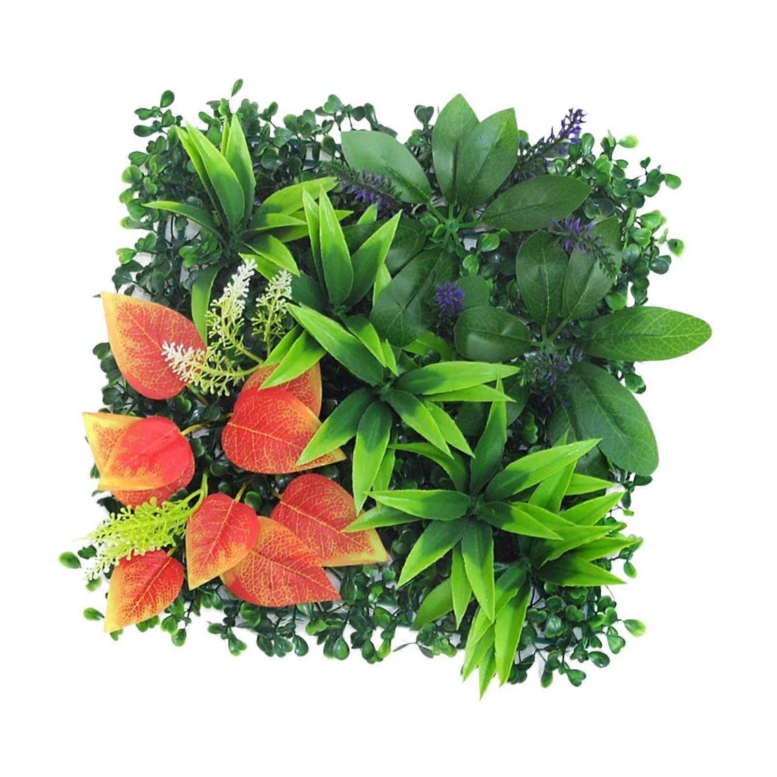 Artificial Grass Panel 25x25cm PP Leaf Wall Mat for Terrace, Bathroom and Home Decor Style E