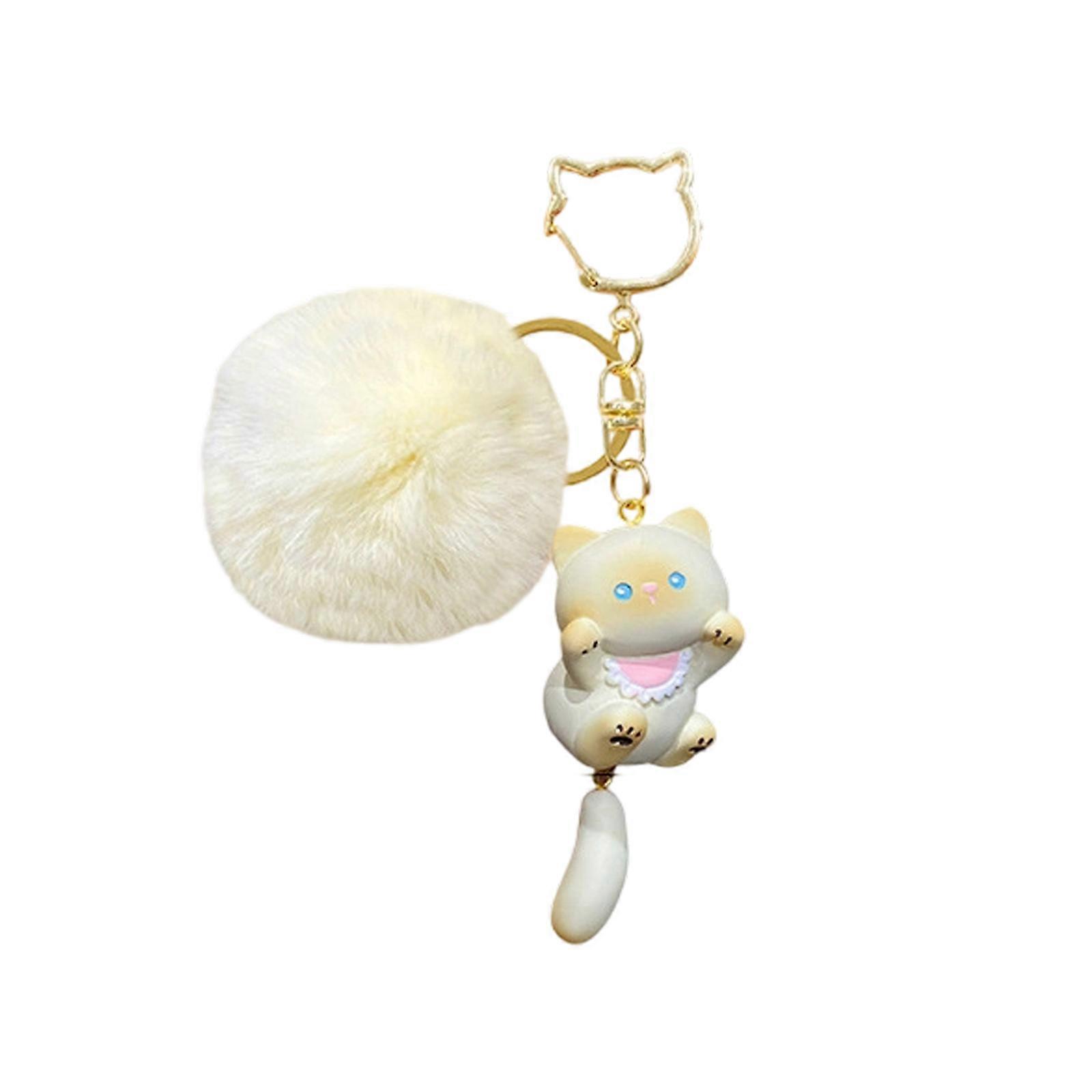 Adorable Plush Cats Shape Keychain Desert Culture Theme Bag Charm Soft Fabric Texture Suitable for Kids Friend Present Multicolor