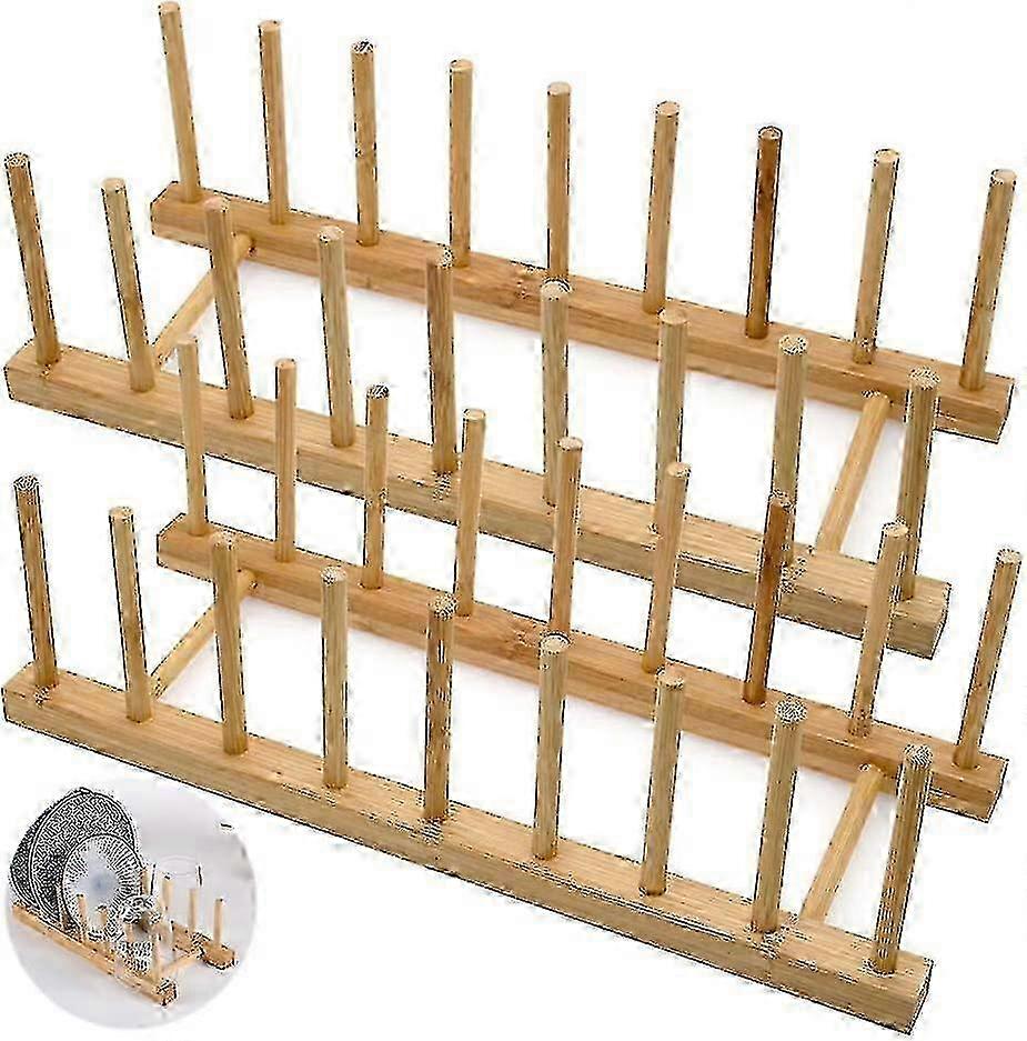 Set Of 2 Bamboo Dish Racks
