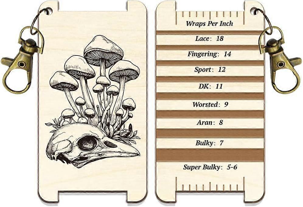 1 Pc Wooden Spinning Control Card Crow Mushroom Pattern Multi-Purpose Spinning Control Tool Wooden Decorative WPI Ruler for Hand Yarn Measurement Croc