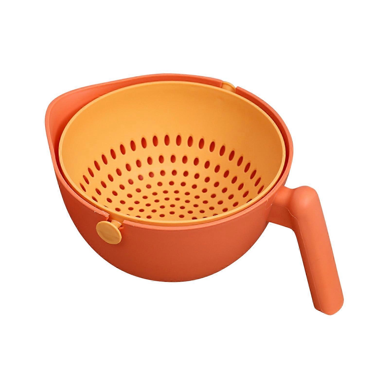 LOOPSUN Valentine's Clearance 2024! Double Layer Blue Kitchen Basket, Fruit & Veggie Wash Basket with Handle, compatible with standard sinks