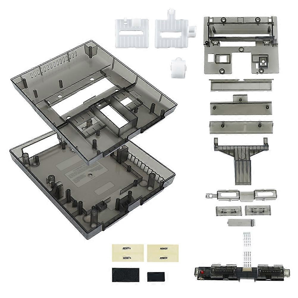 Replacement Shell Case for Nintendo SNES SFC US Version Retro Gaming Consoles Translucent Case Transparent Black