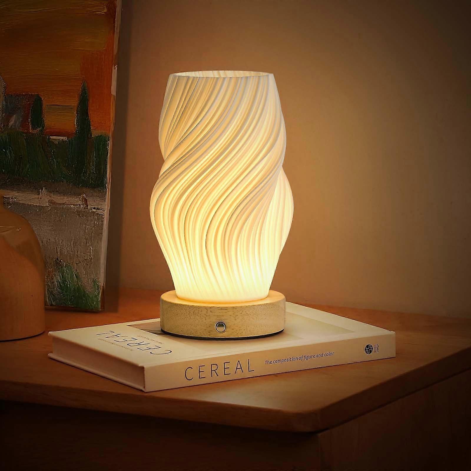 Rechargeable Table Lamp with Touch Control, Dimmable Brightness, 3 Color LED, Flame White