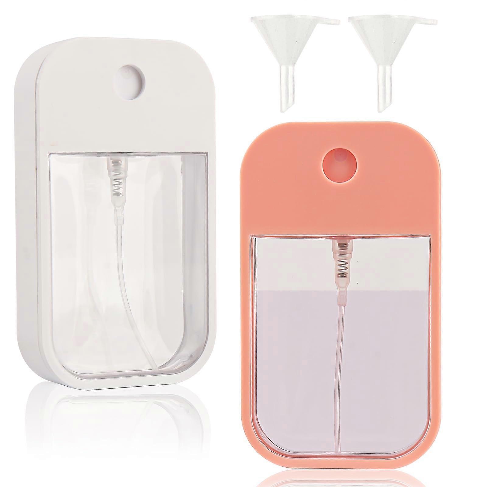 2 Pack Card Shape Travel Spray Bottle 45ml Refillable Perfume Atomizer LeakProof Design White Pink