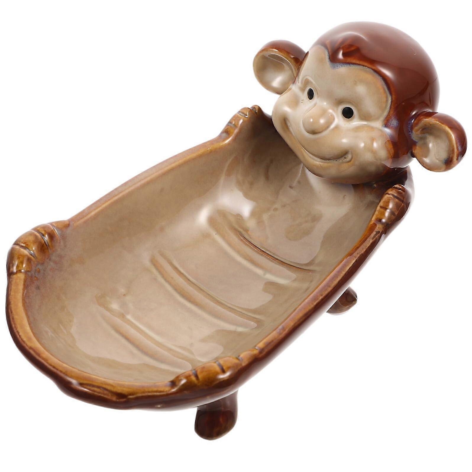 Ceramic Soap Dish with Drainage, Stylish Animal Pattern Bathroom Soap Holder for Quick Drying